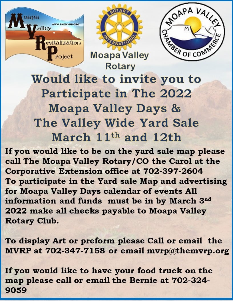 Moapa Valley DaysValley Wide Yard Sale 2022 Moapa Valley